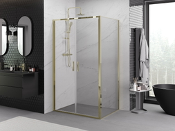 Mexen Exo-B Duo cabine de douche pivotante 100 x 90 cm, transparente, dorée - 814-100-090-50-00