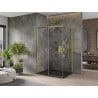 Mexen Omega cabine de douche coulissante 100 x 90 cm, transparent, or + bac à douche plat, noir - 825-100-090-50-00-4070G