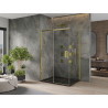 Mexen Omega cabine de douche coulissante 100 x 90 cm, transparent, or + receveur Flat, noir - 825-100-090-50-00-4070G