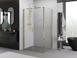 Mexen Exo cabine de douche pivotante 70 x 95 cm, transparent, or - 814-070-095-50-00