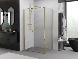 Mexen Exo-B Duo cabine de douche pivotante 80 x 100 cm, transparente, dorée - 814-080-100-50-00