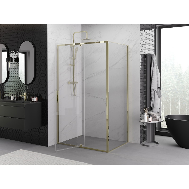 Mexen Exo cabine de douche pivotante 135 x 85 cm, transparent, or - 819-135-085-50-00