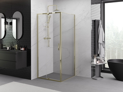 Mexen Exo cabine de douche pivotante 90 x 90 cm, transparent, dorée - 819-090-090-50-00