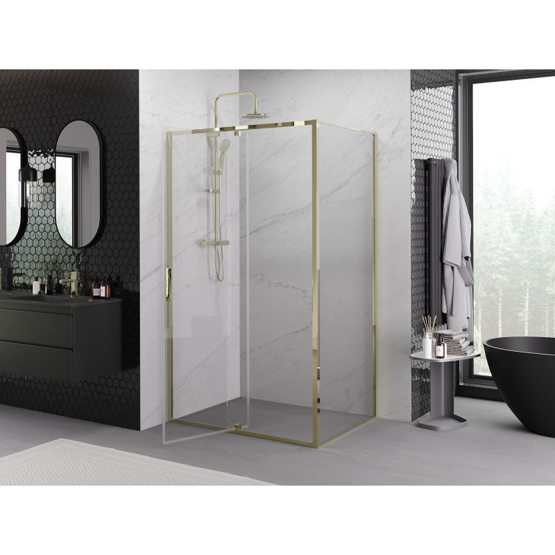 Mexen Exo cabine de douche pivotante 145 x 90 cm, transparent, or - 819-145-090-50-00