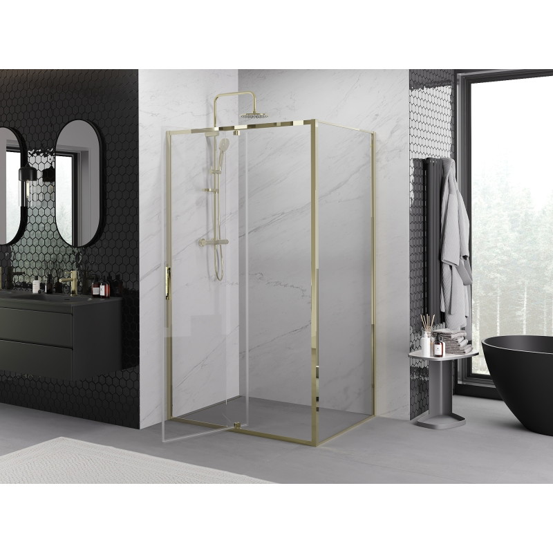 Mexen Exo-R cabine de douche pivotante 155 x 95 cm, transparente, dorée - 819-155-095-50-00