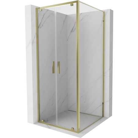 Mexen Exo-BR Duo cabine de douche pivotante 70 x 70 cm, transparent, or - 8182-070-070-50-00
