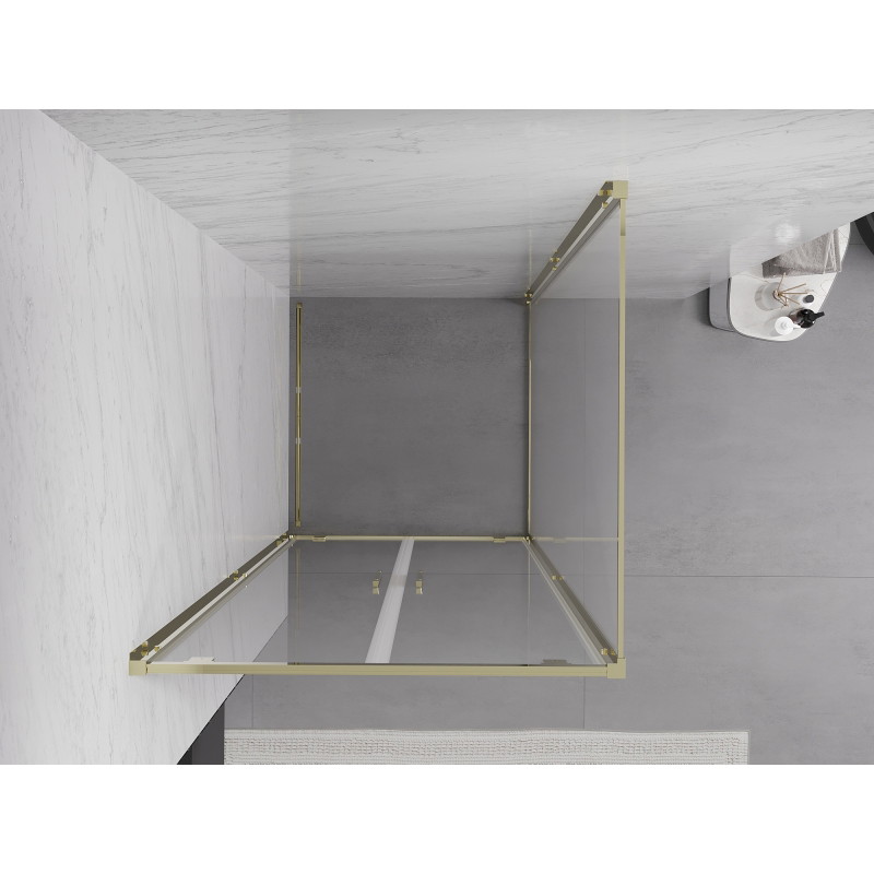 Mexen Exo-BR Duo cabine de douche pivotante 70 x 70 cm, transparent, or - 8182-070-070-50-00
