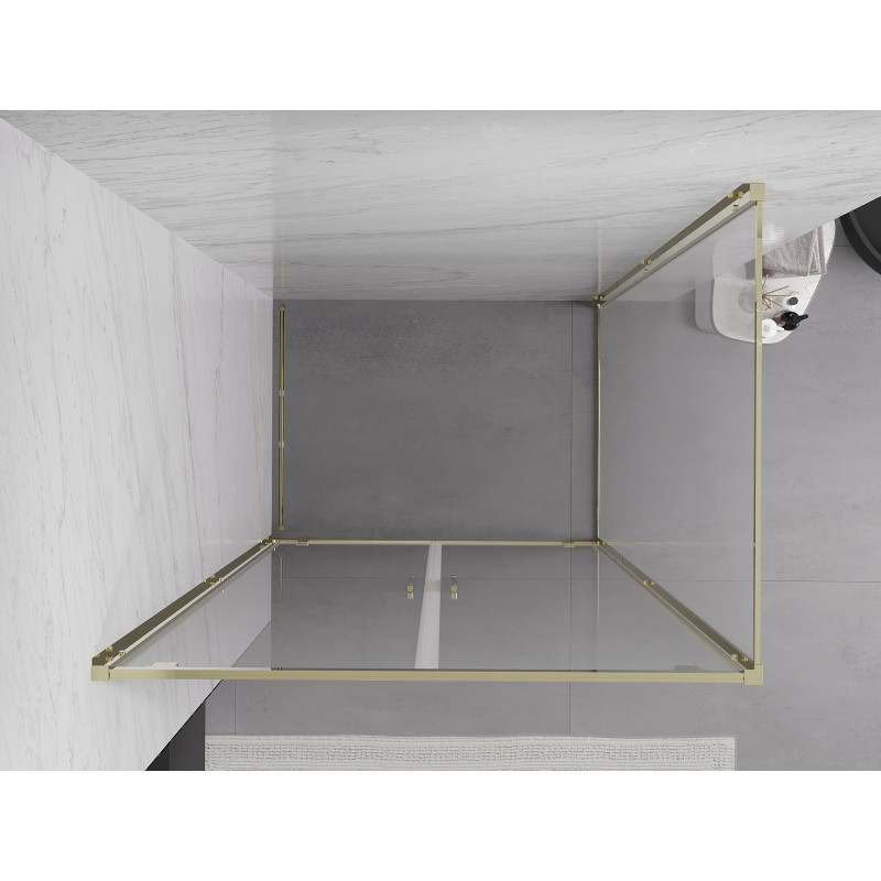 Mexen Exo-BR Duo cabine de douche pivotante 90 x 75 cm, transparente, dorée - 8182-090-075-50-00