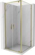 Mexen Exo cabine de douche pivotante 80 x 80 cm, transparent, doré - 8182-080-080-50-00