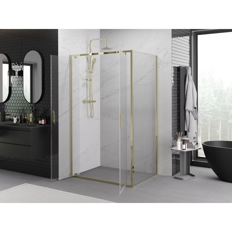 Mexen Exo-BR Duo cabine de douche pivotante 90 x 80 cm, transparente, dorée - 8182-090-080-50-00