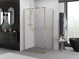 Mexen Exo-BR Duo cabine de douche battante 90 x 100 cm, transparent, or - 8182-090-100-50-00