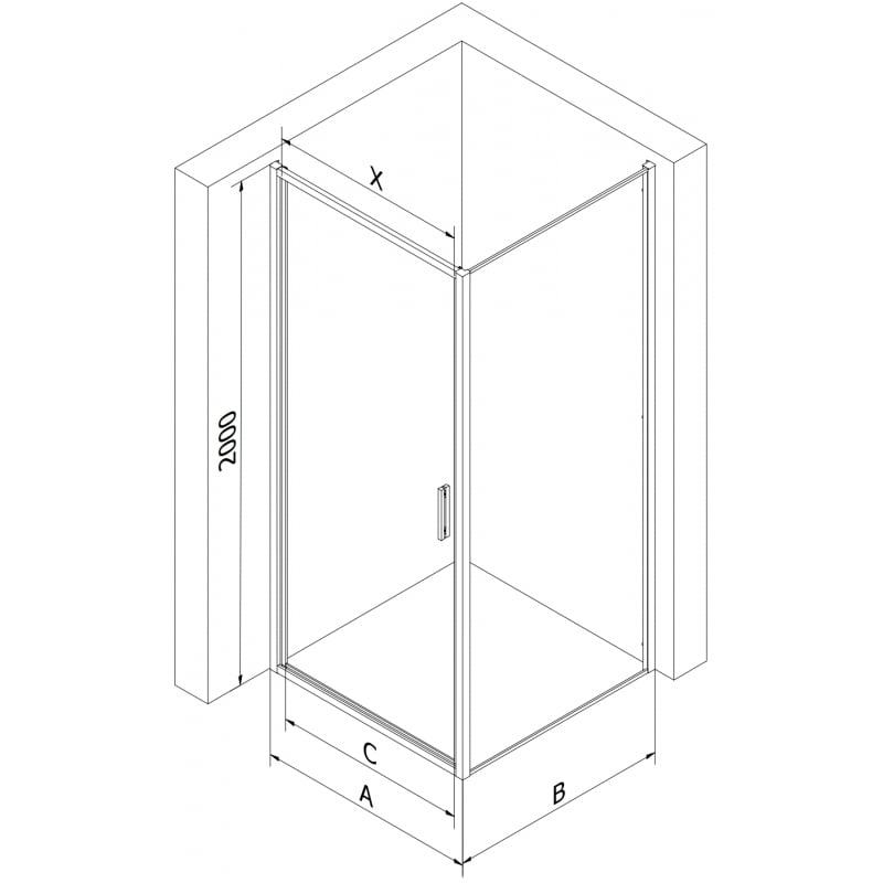 Mexen Exo cabine de douche pivotante 85 x 70 cm, transparent, or - 817-085-070-50-00