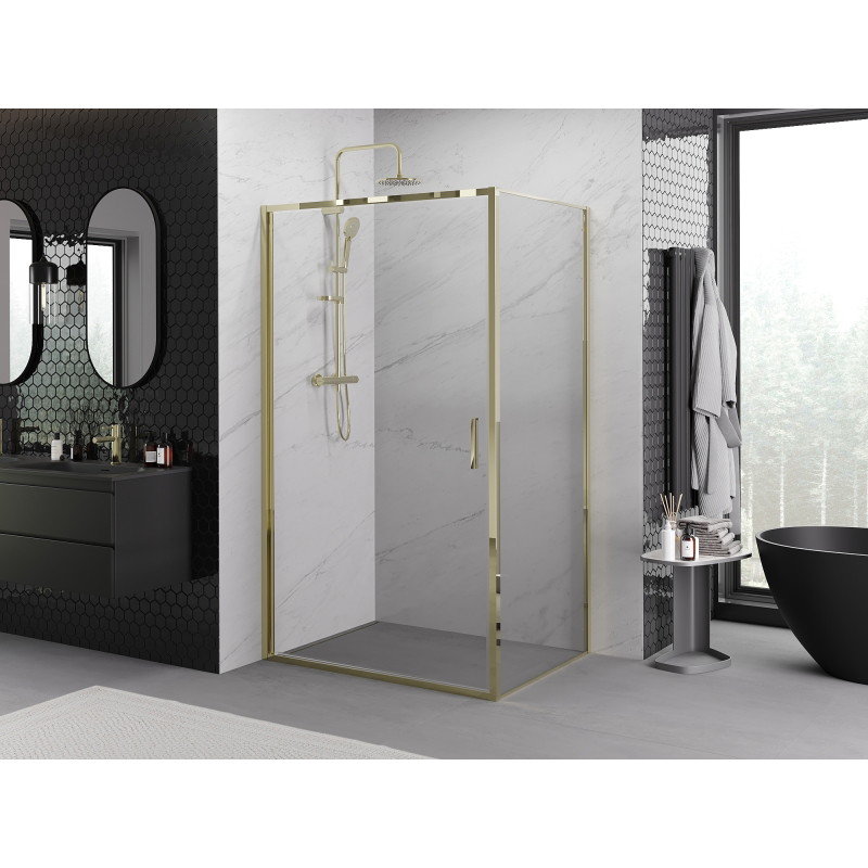 Mexen Exo-B cabine de douche pivotante 70 x 75 cm, transparent, or - 817-070-075-50-00