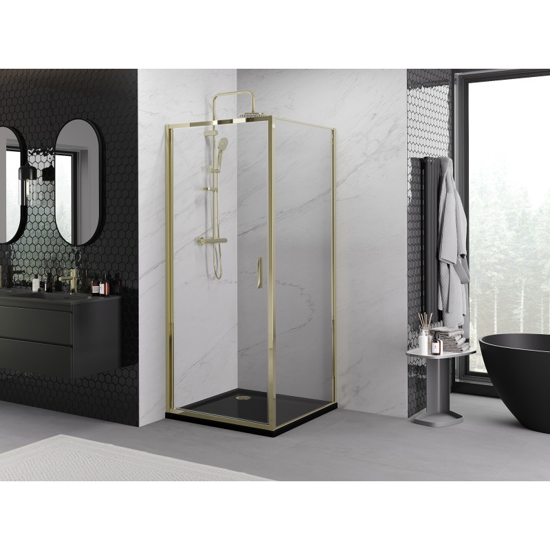 Mexen Exo-B cabine de douche pivotante 80 x 80 cm, transparente, dorée - 817-080-080-50-00
