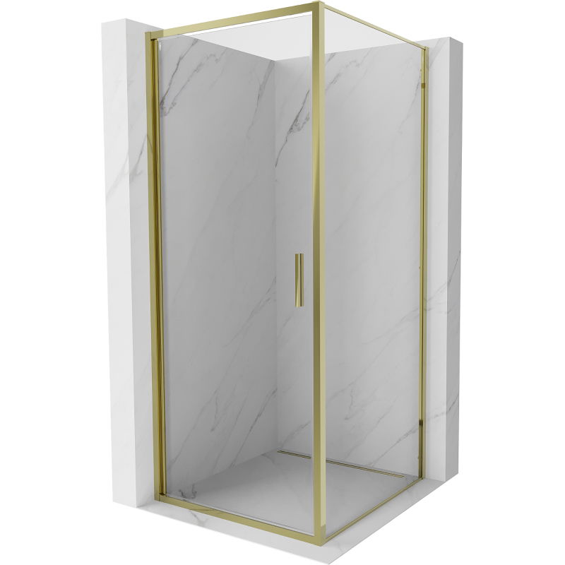 Mexen Exo cabine de douche pivotante 85 x 85 cm, transparent, dorée - 817-085-085-50-00