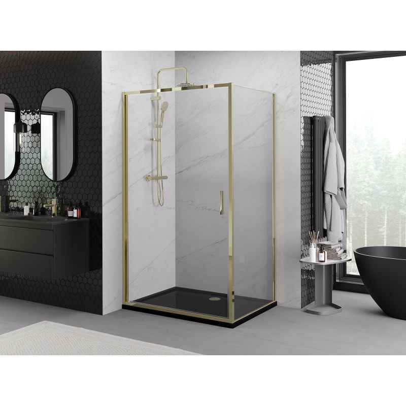 Mexen Exo cabine de douche pivotante 95 x 90 cm, transparent, dorée - 817-095-090-50-00