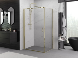 Mexen Exo-B cabine de douche pivotante 100 x 90 cm, transparente, dorée - 817-100-090-50-00