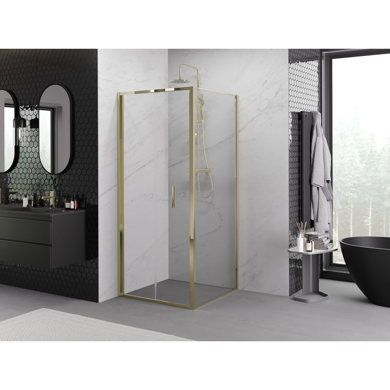Mexen Exo cabine de douche pliante 85 x 85 cm, transparent, or - 816-085-085-50-00