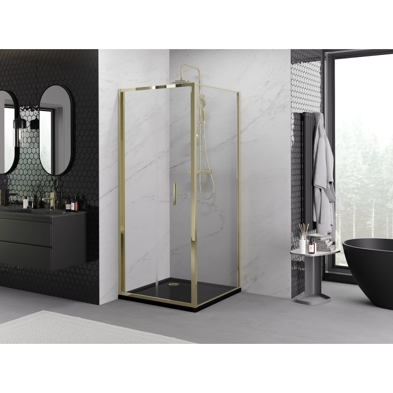 Mexen Exo cabine de douche pliante 85 x 85 cm, transparent, or - 816-085-085-50-00