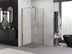 Mexen Exo-F cabine de douche pliante 100 x 100 cm, transparente, dorée - 816-100-100-50-00
