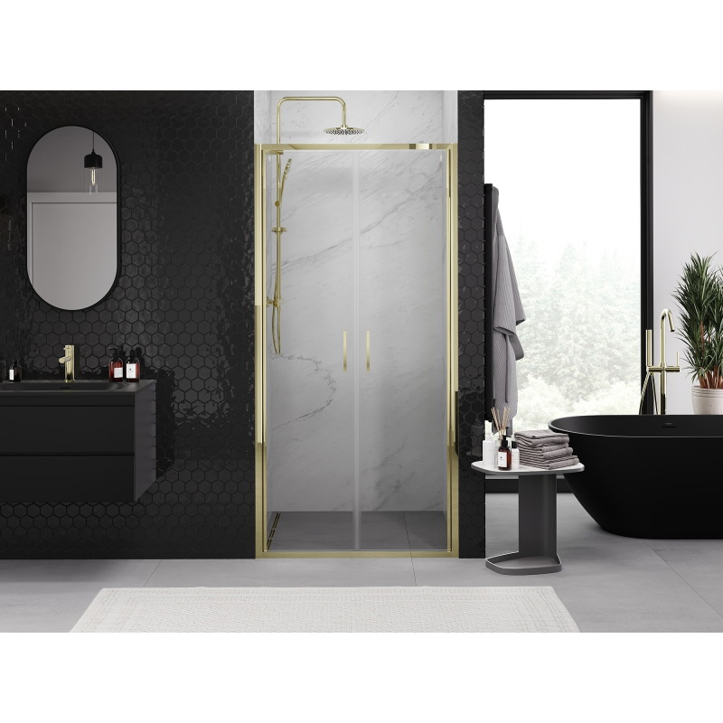 Mexen Exo-B Duo portes de douche doubles à battant 70 cm, transparent, doré - 814-070-000-50-00