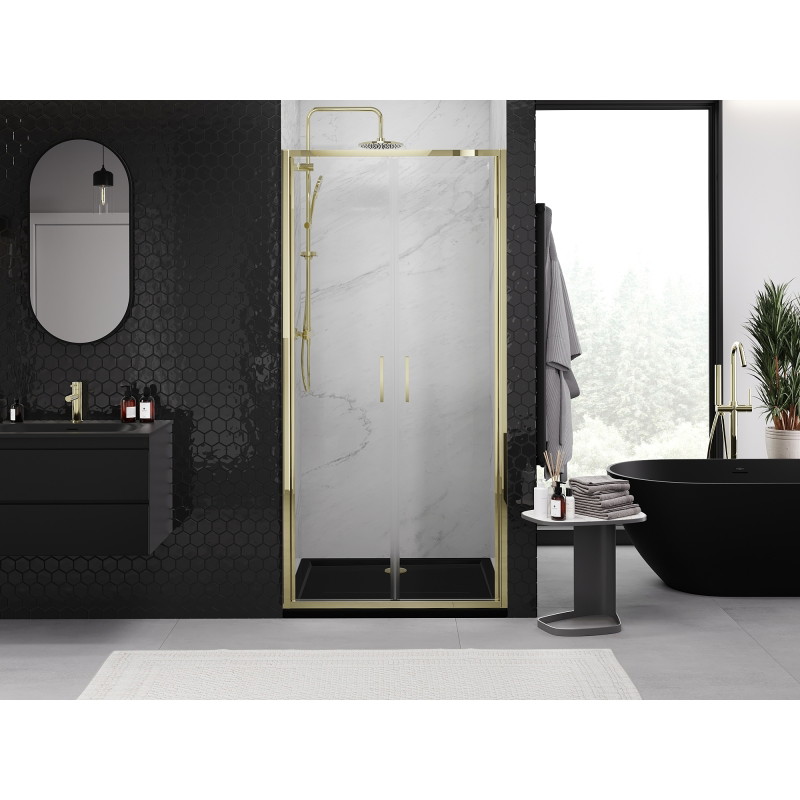 Mexen Exo-B Duo portes de douche doubles à battant 70 cm, transparent, doré - 814-070-000-50-00