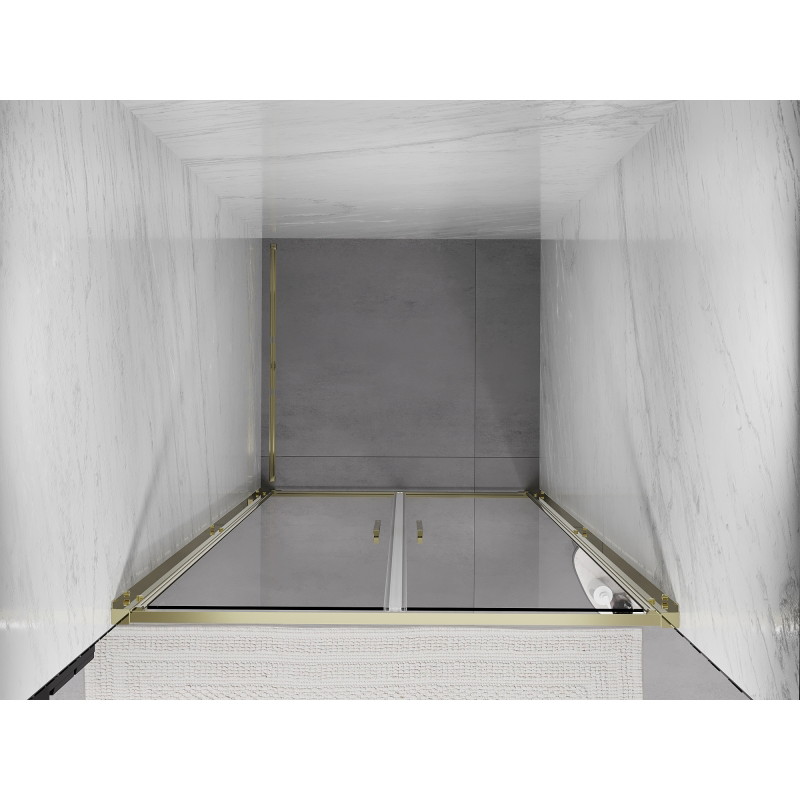 Mexen Exo-B Duo portes de douche pivotantes doubles 80 cm, transparentes, dorées - 814-080-000-50-00