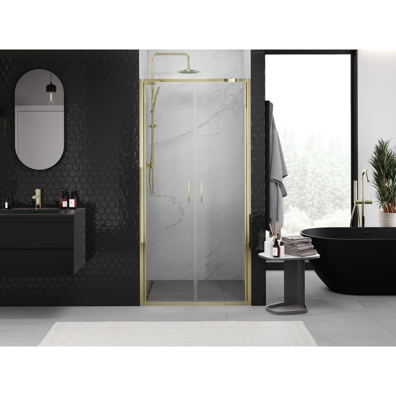 Mexen Exo porte de douche double pivotante 90 cm, transparent, or - 814-090-000-50-00