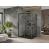 Mexen Omega cabine de douche coulissante 100 x 90 cm, transparent, noir + bac à douche plat, noir - 825-100-090-70-00-4070B