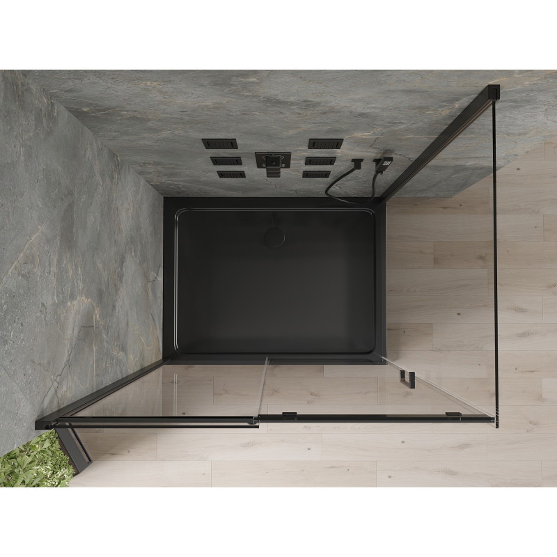 Mexen Omega cabine de douche coulissante 100 x 90 cm, transparent, noir + bac à douche plat, noir - 825-100-090-70-00-4070B