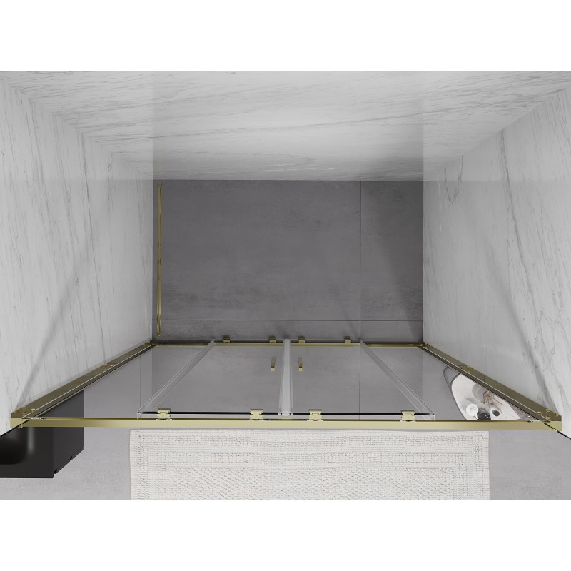 Mexen Exo-S Duo portes de douche doubles coulissantes 130 cm, transparentes, dorées - 8152-130-000-50-00