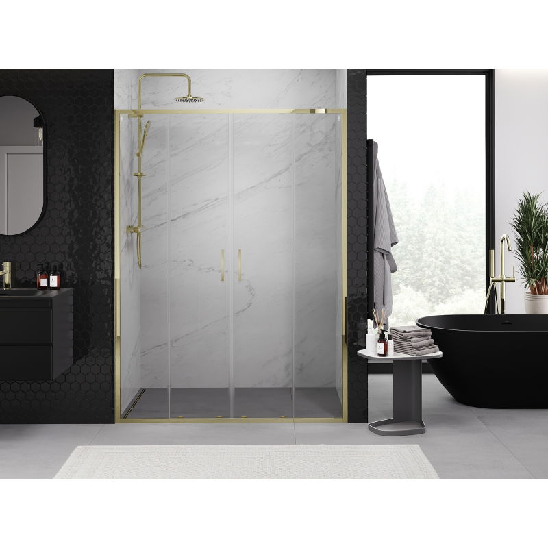Mexen Exo porte de douche double coulissante 140 cm, transparent, doré - 8152-140-000-50-00