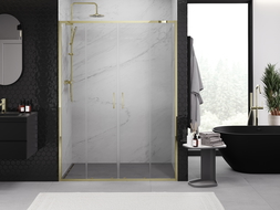 Mexen Exo porte de douche doubles coulissantes 140 cm, transparentes, dorées - 8152-140-000-50-00