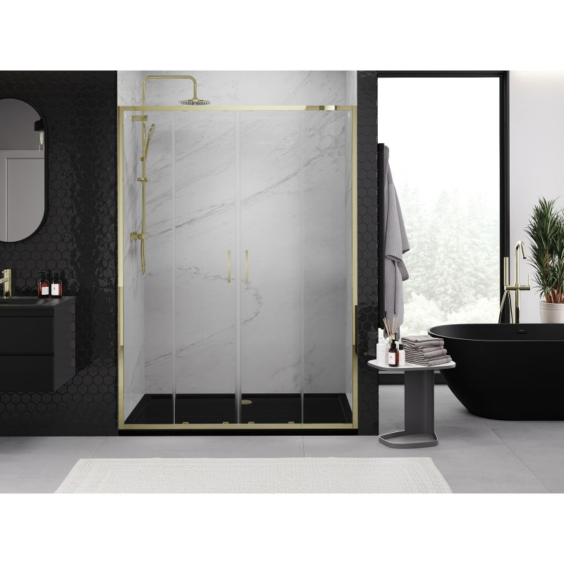 Mexen Exo porte de douche double coulissante 140 cm, transparent, doré - 8152-140-000-50-00