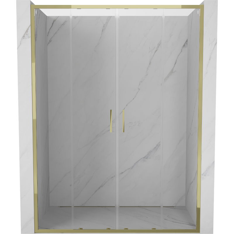 Mexen Exo porte de douche coulissantes doubles 150 cm, transparentes, dorées - 8152-150-000-50-00