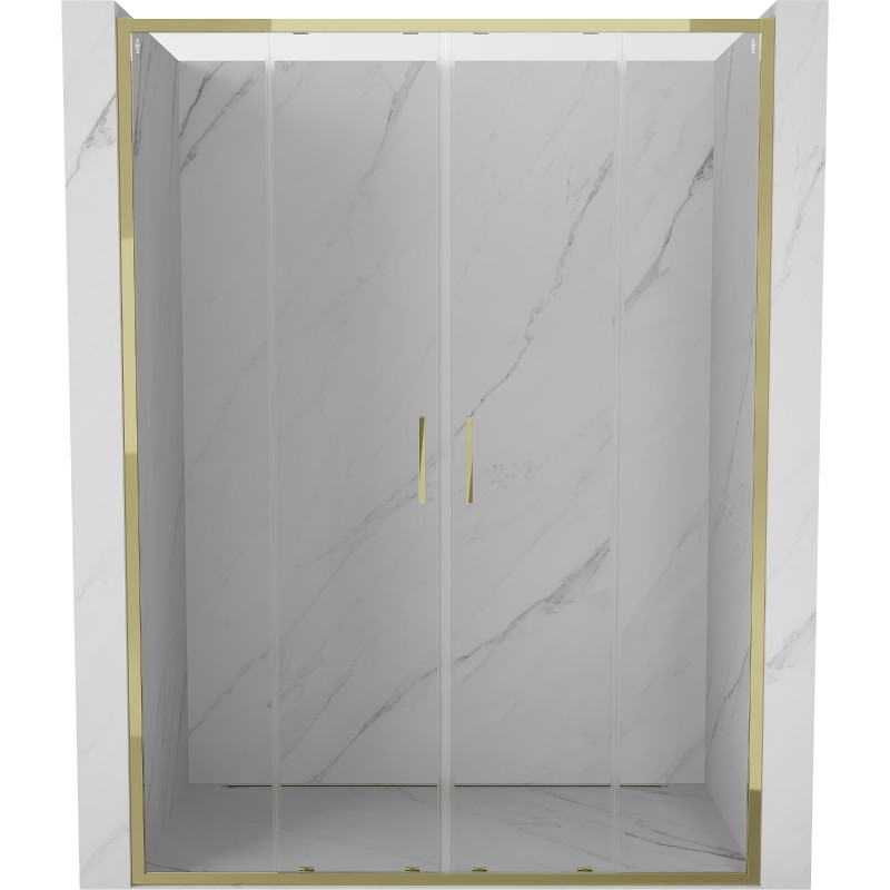 Mexen Exo-S Duo portes de douche doubles coulissantes 150 cm, transparentes, dorées - 8152-150-000-50-00