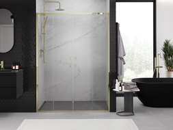 Mexen Exo-S Duo porte de douche double coulissante 160 cm, transparente, dorée - 8152-160-000-50-00