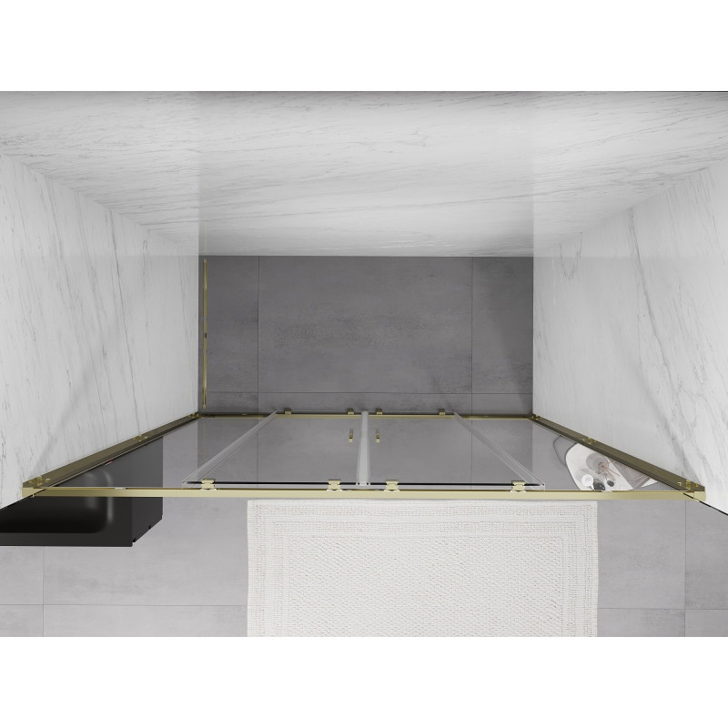 Mexen Exo-S Duo portes de douche doubles coulissantes 180 cm, transparentes, dorées - 8152-180-000-50-00
