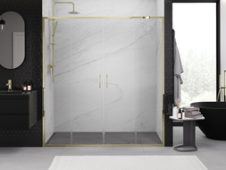Mexen Exo-S Duo portes de douche coulissantes doubles 190 cm, transparentes, dorées - 8152-190-000-50-00