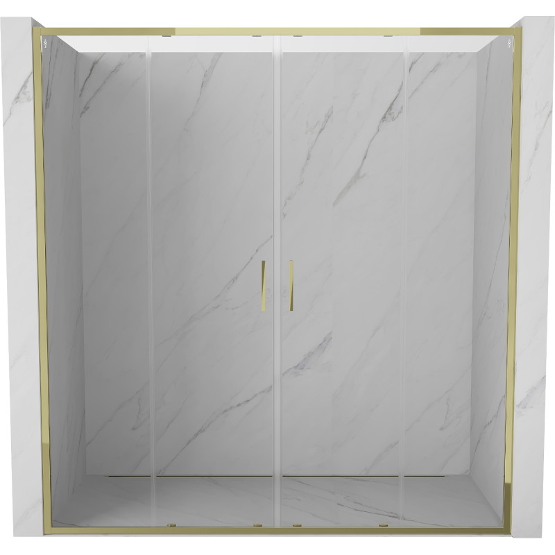 Mexen Exo-S Duo portes de douche coulissantes doubles 200 cm, transparentes, dorées - 8152-200-000-50-00