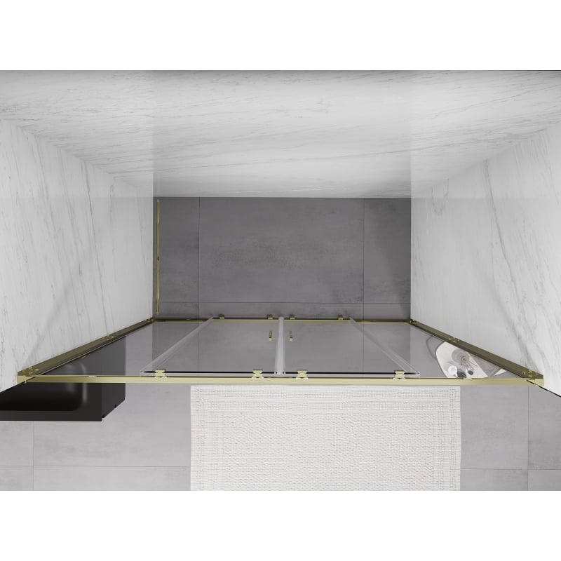 Mexen Exo portes de douche coulissantes doubles 200 cm, transparentes, dorées - 8152-200-000-50-00