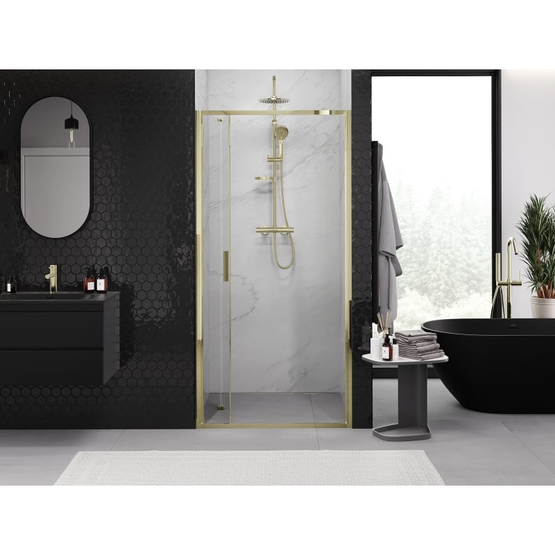Mexen Exo porte de douche pliable 100 cm, transparent, doré - 816-100-000-50-00