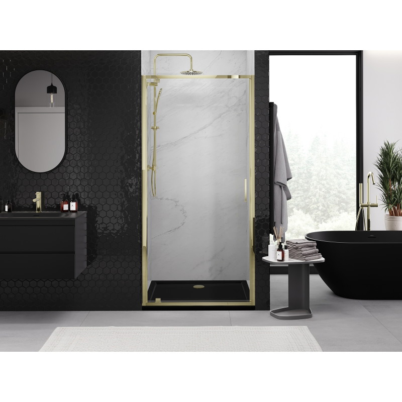 Mexen Exo porte de douche battante 60 cm, transparent, doré - 8181-060-000-50-00