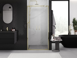 Mexen Exo-BR Duo portes de douche doubles à charnières 80 cm, transparentes, dorées - 8182-080-000-50-00