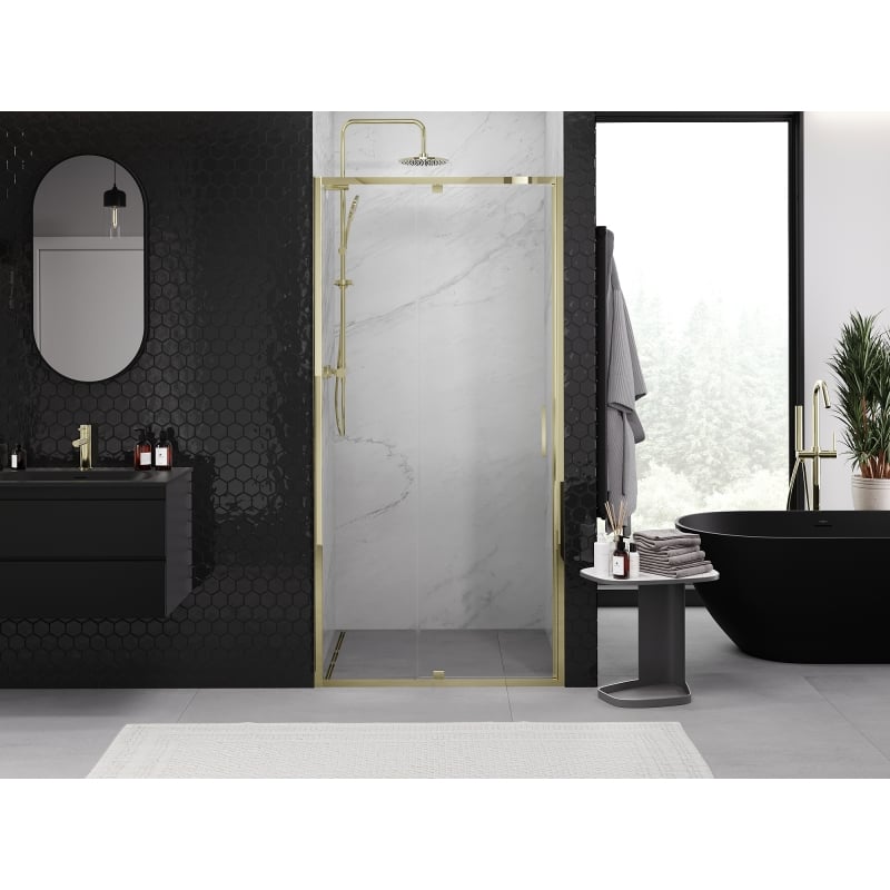 Mexen Exo porte de douche pivotante 120 cm, transparent, doré - 819-120-000-50-00