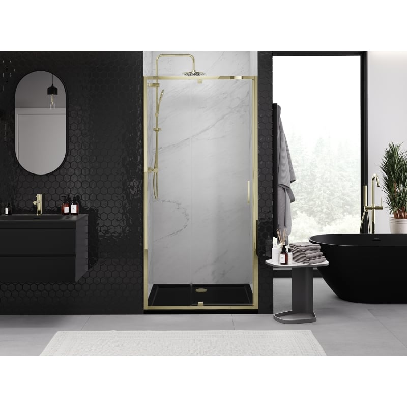 Mexen Exo porte de douche pivotante 120 cm, transparent, doré - 819-120-000-50-00