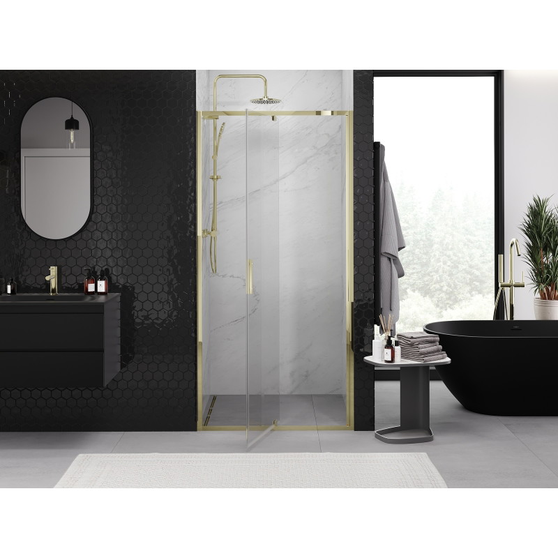 Mexen Exo-R porte de douche battante 120 cm, transparent, doré - 819-120-000-50-00