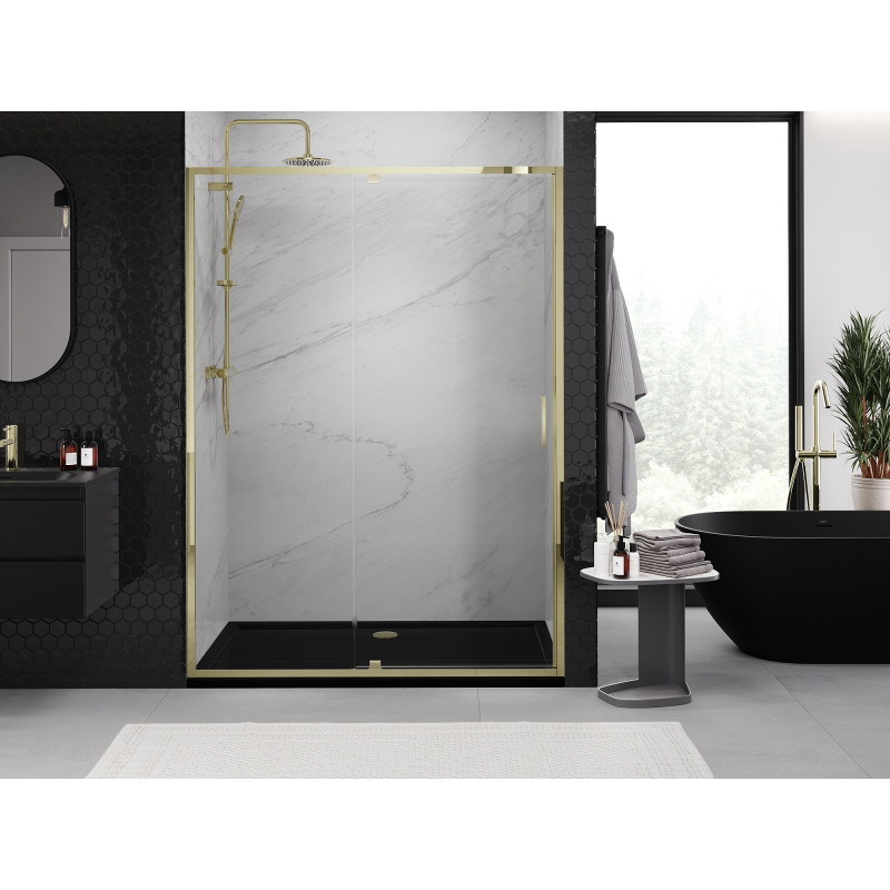 Mexen Exo porte de douche pivotante 135 cm, transparent, doré - 819-135-000-50-00