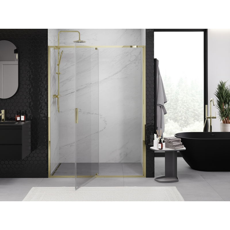 Mexen Exo porte de douche pivotante 140 cm, transparent, doré - 819-140-000-50-00