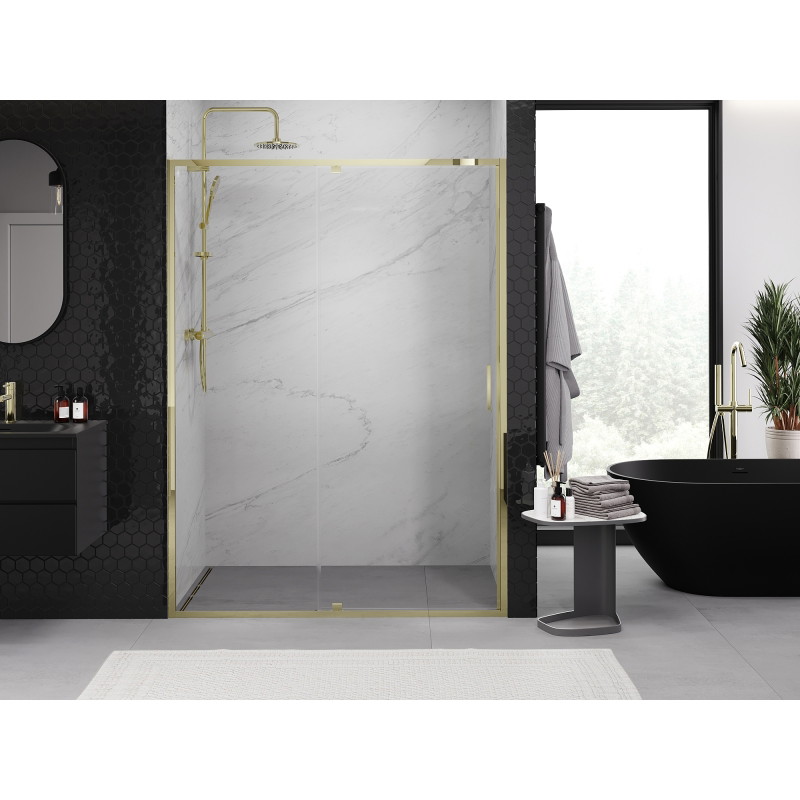 Mexen Exo-R porte de douche pivotante 145 cm, transparente, dorée - 819-145-000-50-00